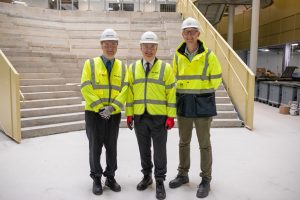 From left to right, Bruce Gittings, University of Edinburgh and Chair of AGI Scotland, Minister Lochhead, Business Minister for Scotland and Jim Metcalfe, Principal of Fife College